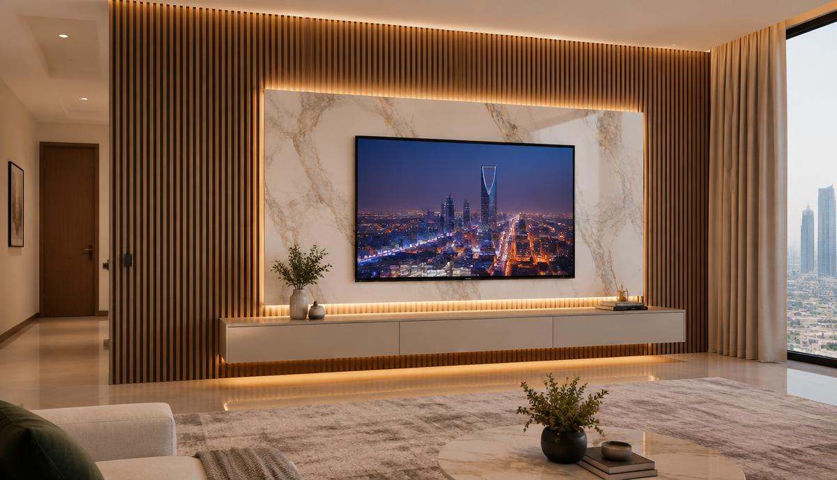 بديل الشيبورد بالرياض 2026: الأنواع والأسعار وأفكار جدران التلفاز والمجالس — ديكور بالرياض | مقاول مطابخ وديكورات